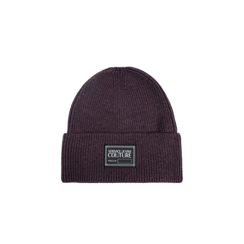 Versace Jeans Couture Purple Logo Patch Beanie Alpaca Blend Knit Hat NEW